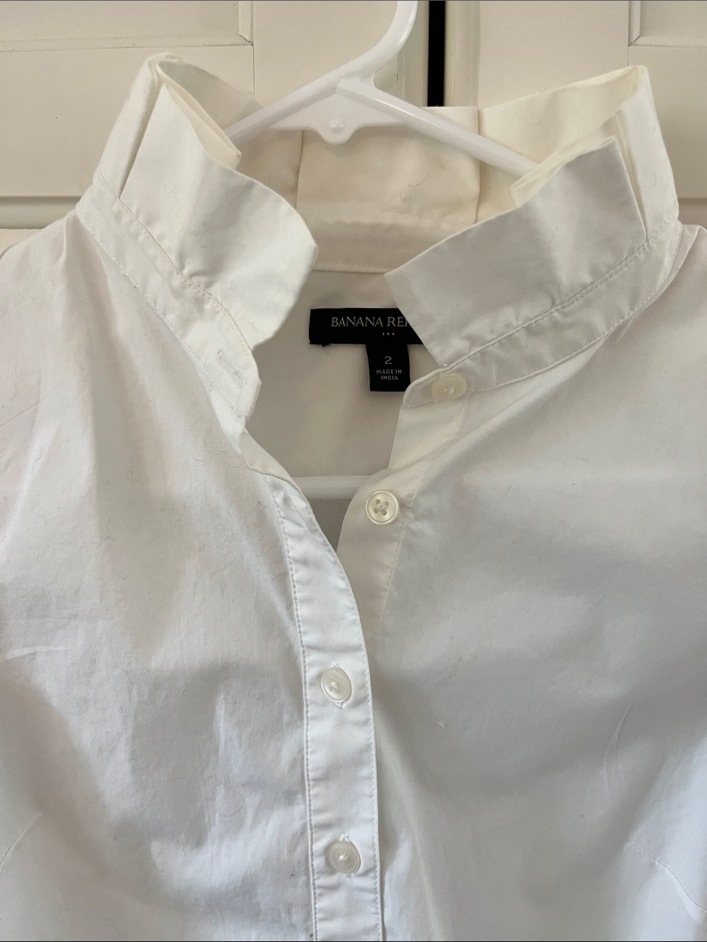 Banana Republic White Ruffle Collared Shirt XS - Picture 3 of 8